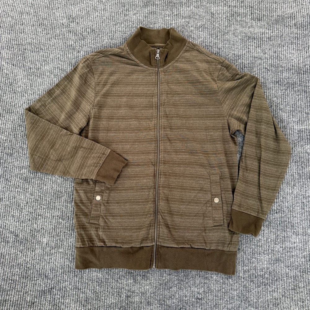 Banana Republic Mens Space Dye Full Zip Jacket Size L Olive Green Mock Neck